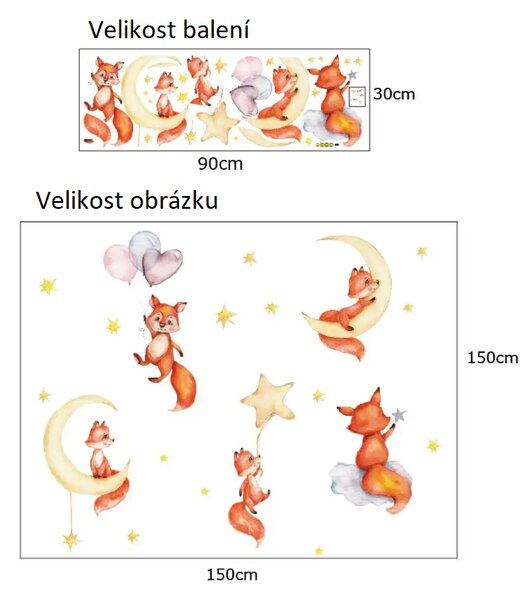 Živá Zeď Samolepka Roztomilé lištičky