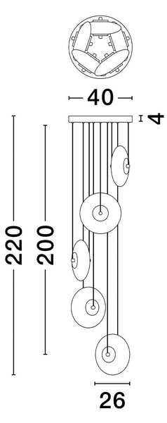 Nova Luce Ballet LED skleněné závěsné svítidlo 3