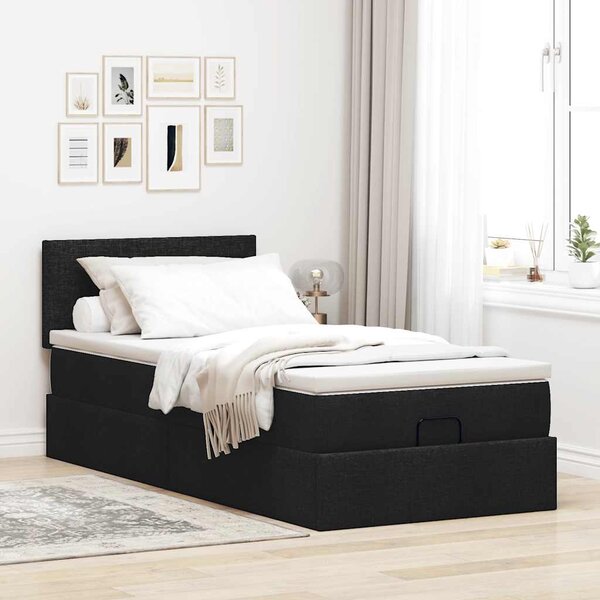 Osmanský rám postele s matrací černá 80x200cm textil 3311333