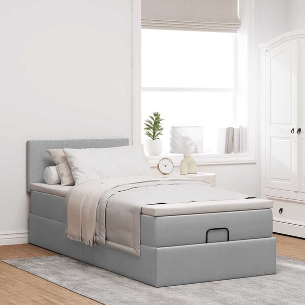 Osmanský rám postele s matrací světle šedá 80x200cm textil 3311331