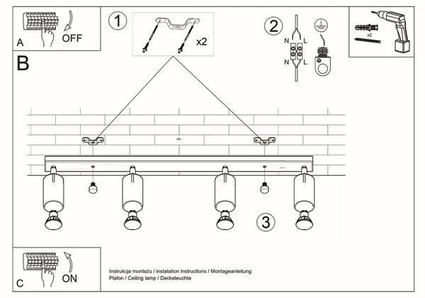 Sollux Lighting Stropní svítidlo RING 4L bílé