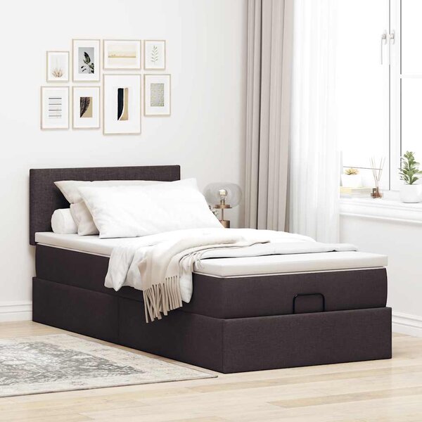 Osmanský postel s matrací tmavě šedá 90x200 cm textil 3311348