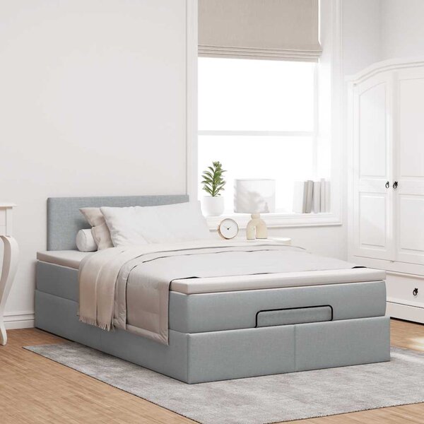 Osmanský postel s matrací světle šedá 120x190 cm textil 3311359
