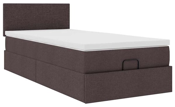 Osmanský postel s matrací tmavě šedá 90x200 cm textil 3311348