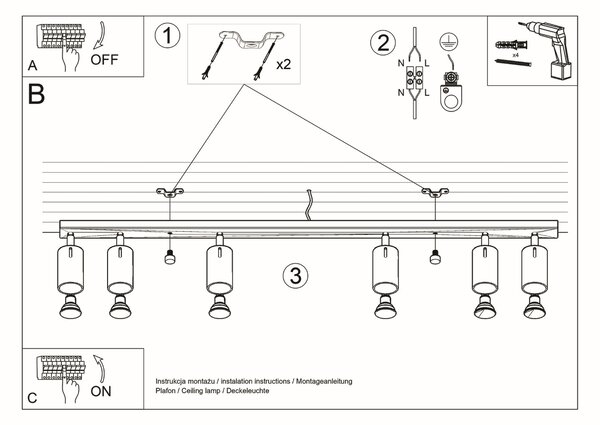Sollux Lighting Stropní svítidlo RING 6L bílé