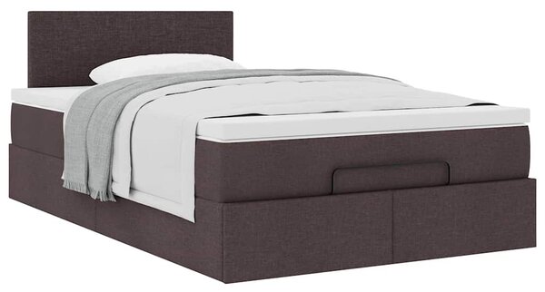 Osmanský rám postele s matrací tmavě hnědá 120x190cm textil 3311362