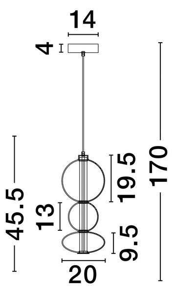Nova Luce Bally LED skleněné závěsné svítidlo 3