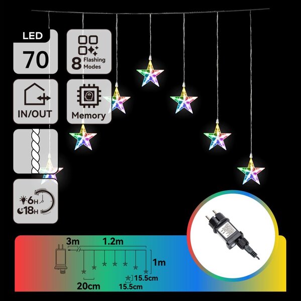 Aigostar - LED Venkovní vánoční řetěz 70xLED/8 funkcí 4,2x1m IP44 multicolor
