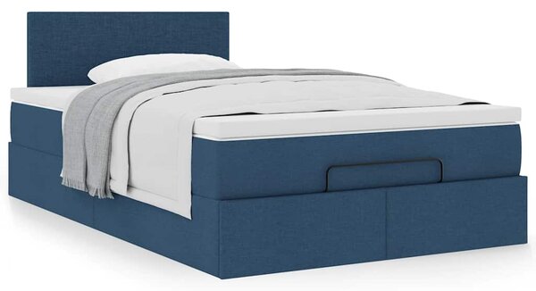 Osmanský rám postele s matrací modrá 120x190cm textil 3311365