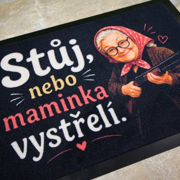 Mercury Flooring, Rohožka Stůj, nebo maminka vystřelí 40x60 cm, 40x60, černá