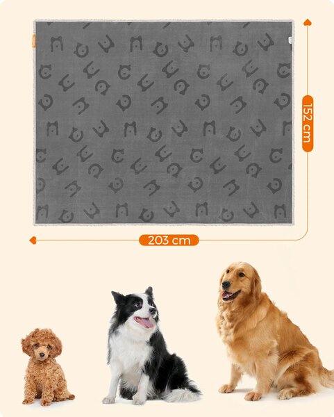 SONGMICS Voděodolná fleecová deka pro zvířata Dijon 203x152 cm šedá