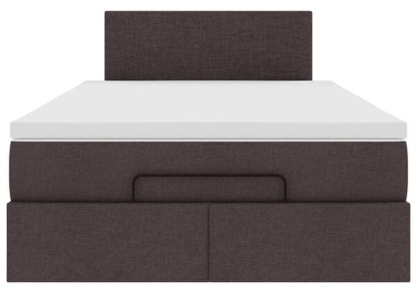 Osmanský rám postele s matrací tmavě hnědá 120x190cm textil 3311362