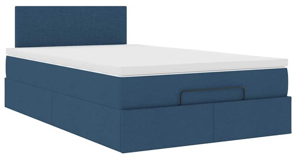 Osmanský rám postele s matrací modrá 120x190cm textil 3311365