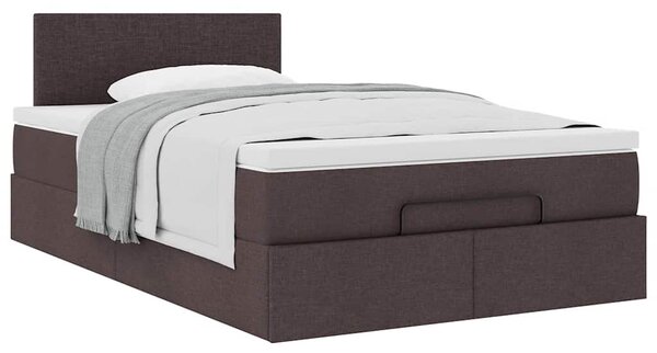 Osmanský rám postele s matrací tmavě hnědá 120x190cm textil 3311362