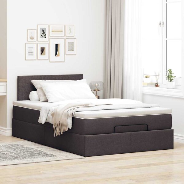 Osmanský rám postele s matrací tmavě hnědá 120x190cm textil 3311362