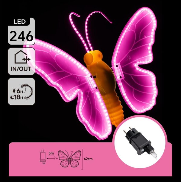 Aigostar - LED Venkovní vánoční dekorace 234xLED IP44 růžová motýl