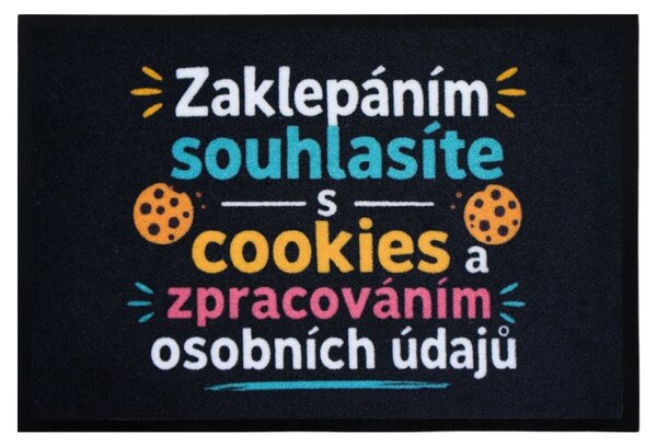 Mercury Flooring, Rohožka Zaklepáním souhlasíte s cookies 40x60 cm, 40x60, černá