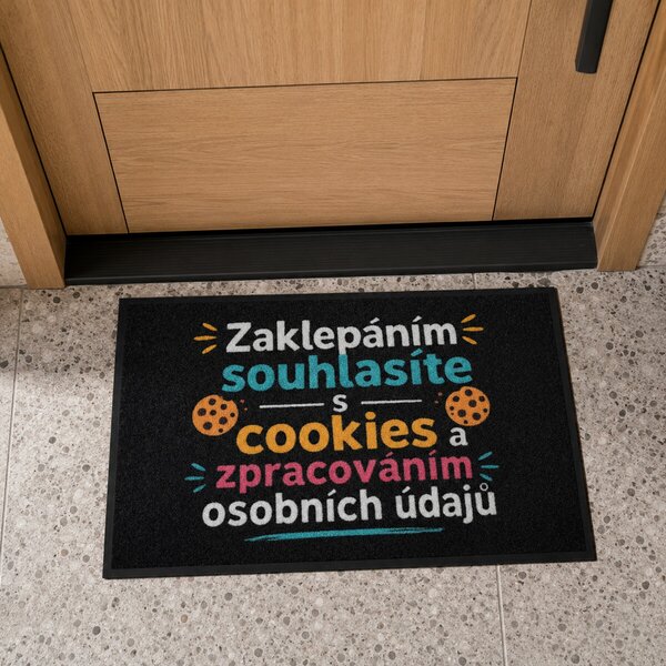 Mercury Flooring, Rohožka Zaklepáním souhlasíte s cookies 40x60 cm, 40x60, černá