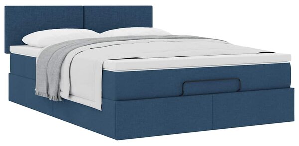 Osmanský postel s matrací modrá 140x190 cm textil 3311379