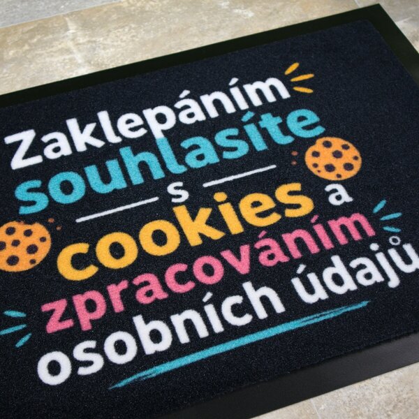Mercury Flooring, Rohožka Zaklepáním souhlasíte s cookies 40x60 cm, 40x60, černá