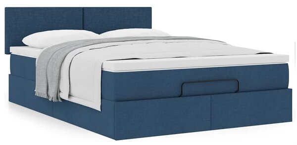 Osmanský postel s matrací modrá 140x190 cm textil 3311379