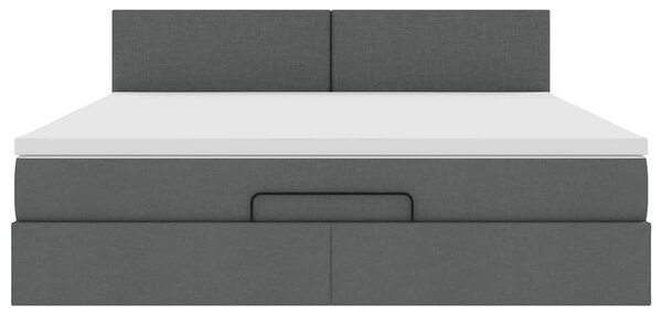 Osmanský rám postele s matrací tmavě šedá 180x200cm textil 3311395