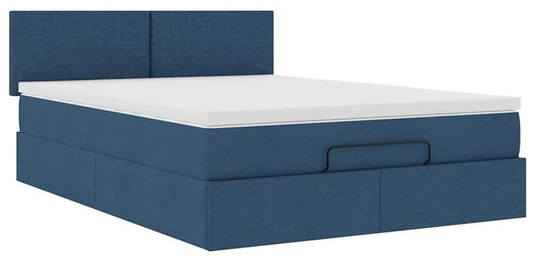 Osmanský rám postele s matrací modrá 140x200cm textil 3311386
