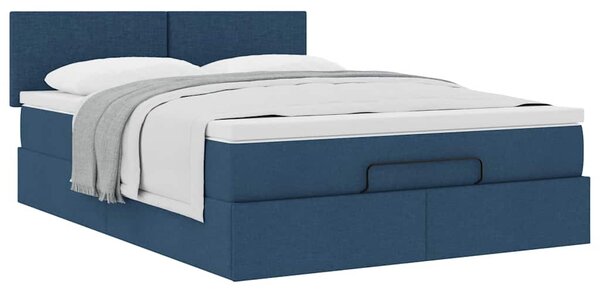 Osmanský rám postele s matrací modrá 140x200cm textil 3311386