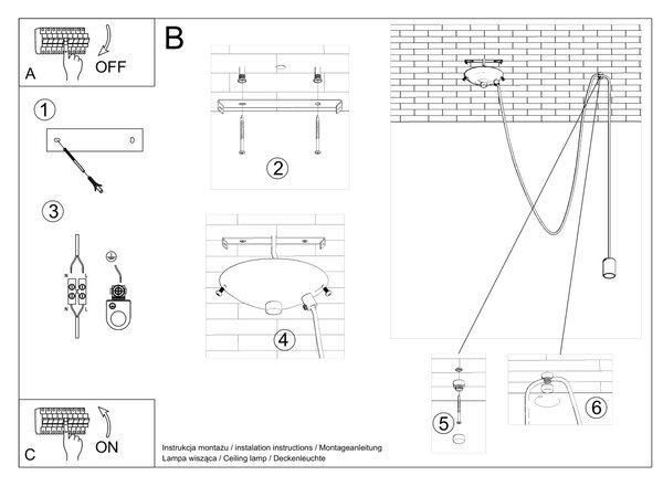 Sollux Lighting Závěsné svítidlo EDISON 1 černé