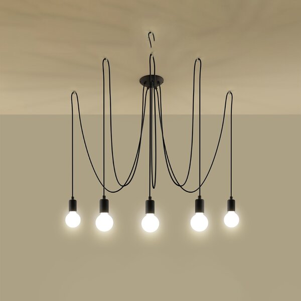 Sollux Lighting Lustr EDISON 5 černý