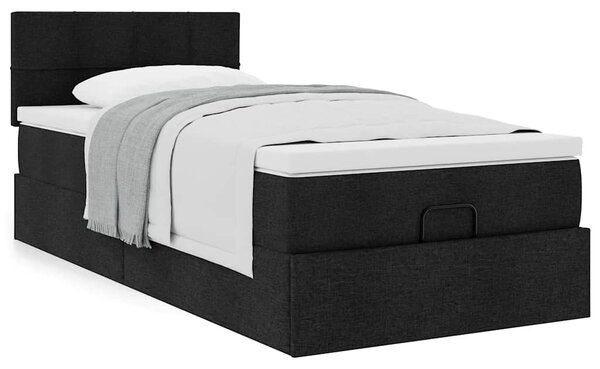 Osmanský rám postele s matrací černá 80x200cm textil 3311416