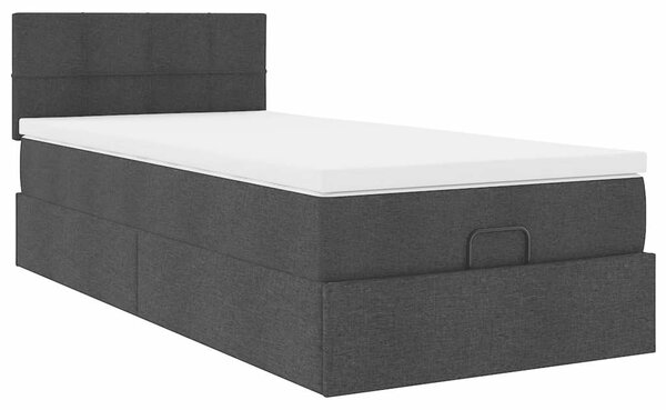 Osmanský rám postele s matrací černá 80x200cm textil 3311416