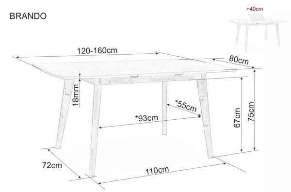 Signal Jídelní rozkládací stůl Brando 120/160 cm dub přírodní