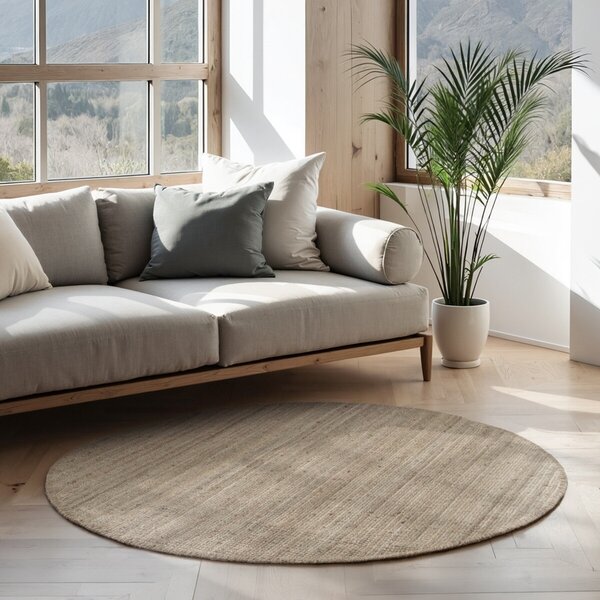 Hanse Home, Kusový koberec Jaipur 105975 Grey/Brown kruh, 160x160 (průměr) kruh, béžová, chodba / předsíň