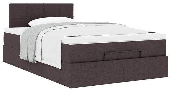 Osmanský rám postele s matrací tmavě hnědá 120x190cm textil 3311445