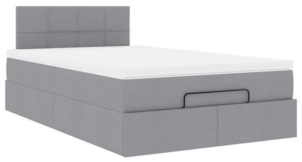Osmanský postel s matrací světle šedá 120x190 cm textil 3311442