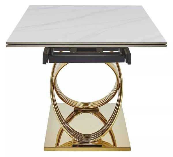 Signal Jídelní rozkládací stůl Hermes 160/240 cm bílý mramor/zlatý