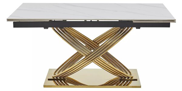 Signal Jídelní rozkládací stůl Hermes 160/240 cm bílý mramor/zlatý