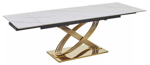 Signal Jídelní rozkládací stůl Hermes 160/240 cm bílý mramor/zlatý