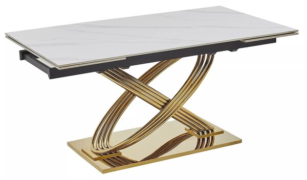 Signal Jídelní rozkládací stůl Hermes 160/240 cm bílý mramor/zlatý