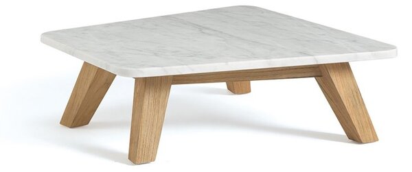 Ethimo Konferenční stolek Rafael, Ethimo, obdélníkový 70x68x23 cm, rám broušené teakové dřevo, deska glazovaný lávový kámen barva Smeraldo