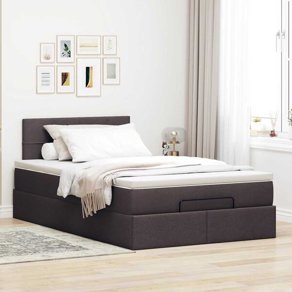 Osmanský rám postele s matrací tmavě hnědá 120x190cm textil 3311445
