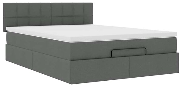 Osmanská postel s matrací & LED diody Tmavě šedá 140x190 cm 3312306