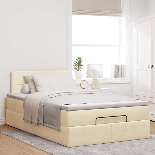 Osmanský rám postele s matrací krémově 120x200cm textil 3311454