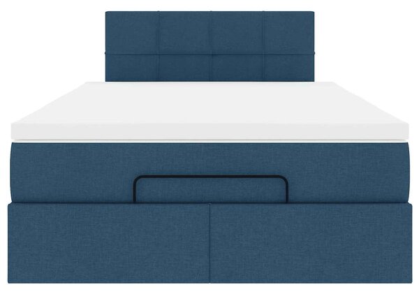 Osmanský rám postele s matrací modrá 120x190cm textil 3311448