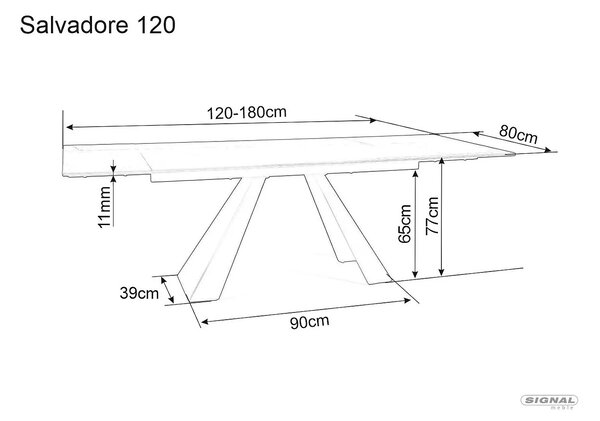 Signal Jídelní rozkládací stůl Salvadore II 120/180 cm tmavě šedý/černý