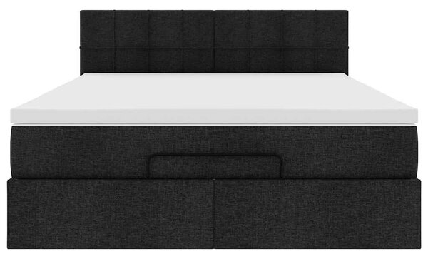 Osmanský postel s matrací černá 140x190 cm textil 3311458