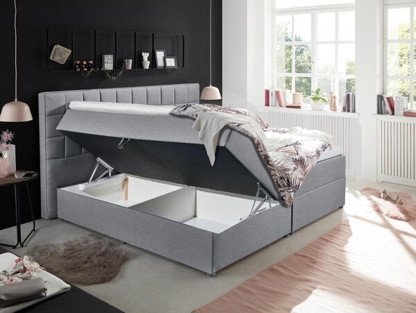 Boxspring postel ALASKA 180x200 cm šedá