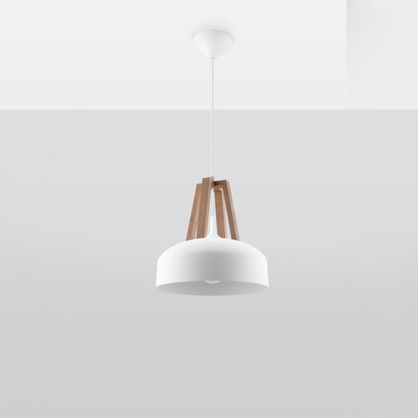Sollux Lighting Závěsné svítidlo CASCO bílá/přírodní dřevo