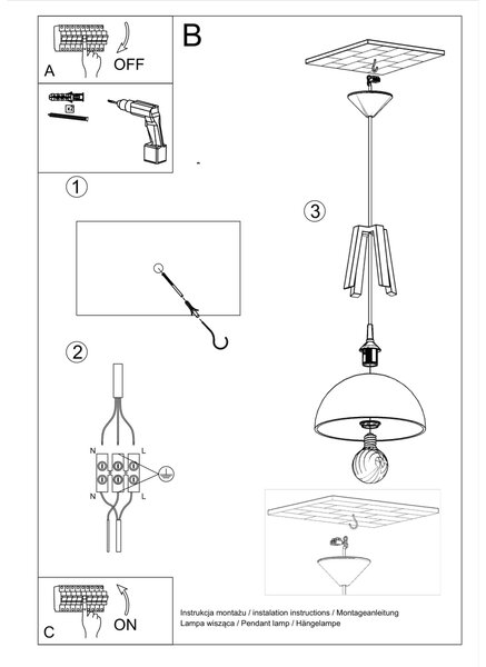 Sollux Lighting Závěsná lampa CASCO bílá/černá